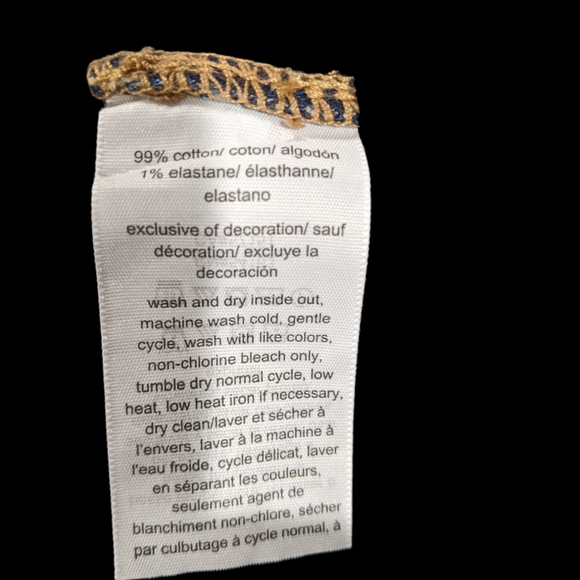 TOMMY HILFIGER Soft Denim Overalls Cropped Raw Hem Logo 6 New with Tags - Picture 8 of 8